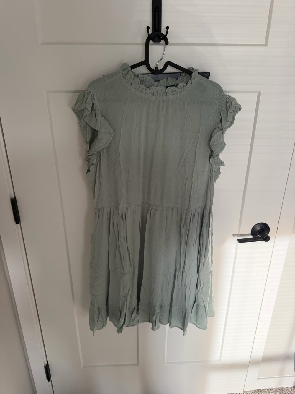 Light Sage Ruffled Mini Dress - Women's